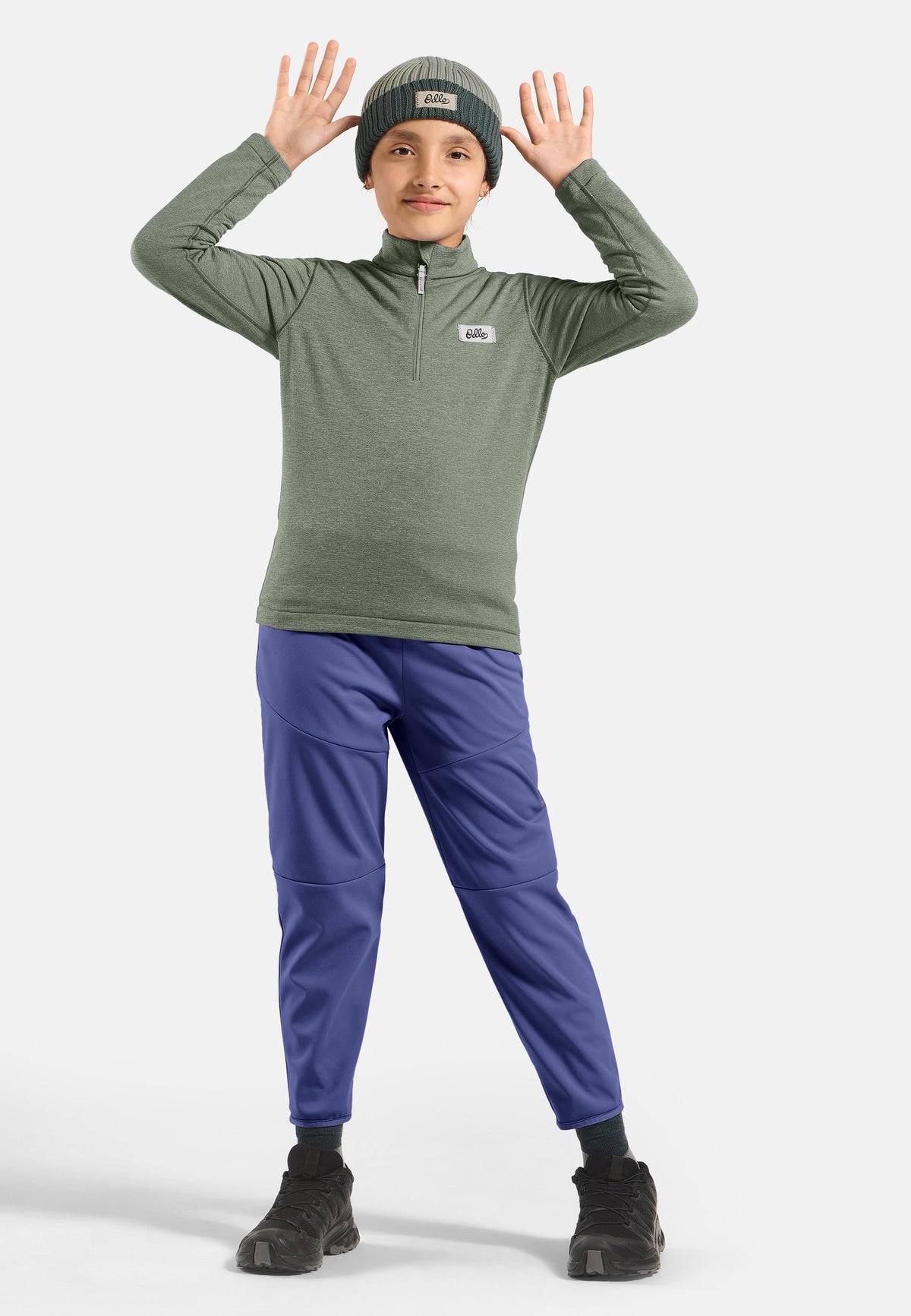 The Essentials kids' grid fleece half-zip multisport mid layer